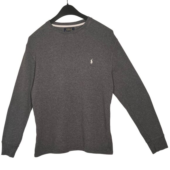 Polo Ralph Lauren Men Gray Waffle Knit Thermal Long Sleeve M 100% Cotton Casual - Picture 2 of 14